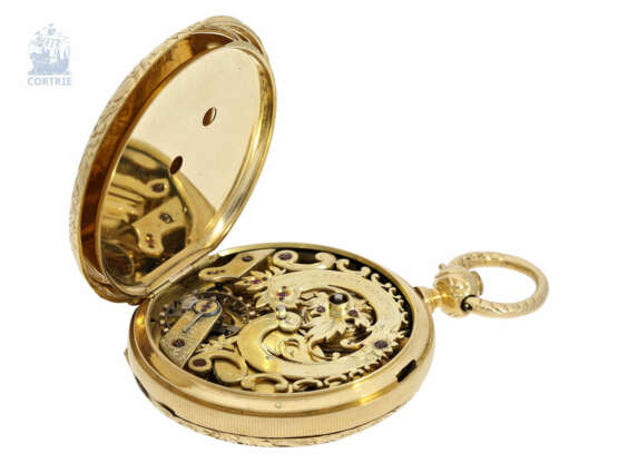Taschenuhr: einzigartiges und extrem seltenes Liverpooler Taschenchronometer mit skelettiertem Werk und Chronometerhemmung, John Penlington Liverpool No 4966, um 1815 - фото 6