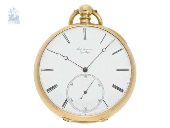 Taschenuhr: ganz frühes, sehr seltenes Taschenchronometer mit Schlüsselaufzug, Jules Jürgensen Copenhagen No.8331, ca.1855 - Foto 1