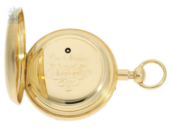 Taschenuhr: rares, hochfeines englisches Taschenchronometer mit 1/8-Repetition, George Moore, London, No.505, Hallmarks London 1840 - фото 5