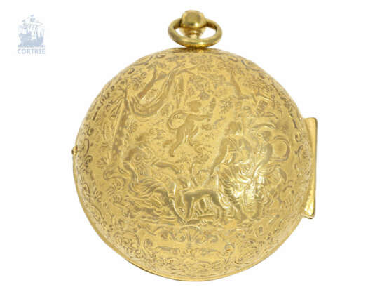 Taschenuhr: französische Oignon mit goldenem Prunkschlüssel, Marc Delamare Paris, ca.1720 - Foto 2