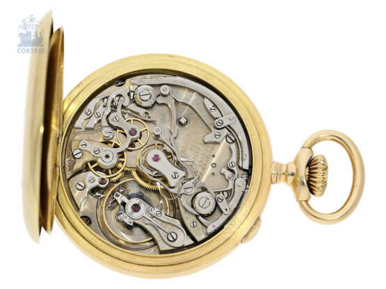 Taschenuhr: hochfeiner, kleiner Chronograph Rattrapante mit Gold/Emaille-Gehäuse, Bailey, Banks & Biddle, No.119661/251635, möglicherweise Patek Philippe Kaliber, ca.1904 - Foto 6