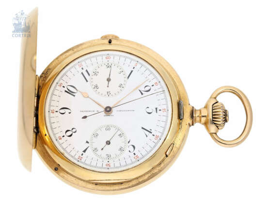 Taschenuhr: besonders schweres Taschenchronometer mit Chronograph und Register, Vacheron & Constantin "CHRONOMETRE" No.189853, ca. 1900 - фото 1
