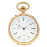 Taschenuhr: hochfeines Patek Philippe Chronometer mit Schleppzeigerchronograph von 1883 in Roségold, No.65865 - photo 1