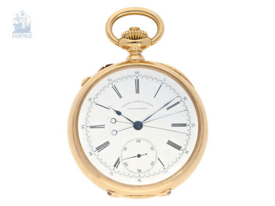 Taschenuhr: hochfeines Patek Philippe Chronometer mit Schleppzeigerchronograph von 1883 in Roségold, No.65865 - фото 1