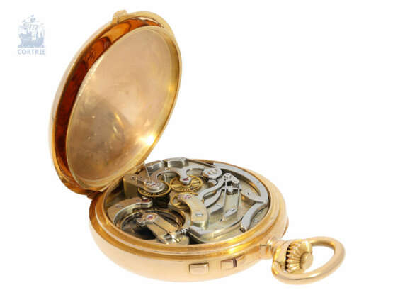 Taschenuhr: hochfeines Patek Philippe Chronometer mit Schleppzeigerchronograph von 1883 in Roségold, No.65865 - photo 4