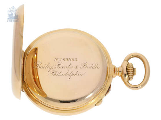Taschenuhr: hochfeines Patek Philippe Chronometer mit Schleppzeigerchronograph von 1883 in Roségold, No.65865 - Foto 6
