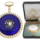 Taschenuhr: bedeutende Gold/Emaille-Taschenuhr mit Diamant- und Perlbesatz, zugeschrieben Jean-Antoine Lépine, um 1800 - photo 1