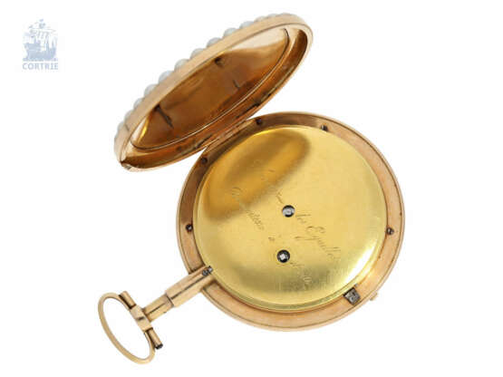 Taschenuhr: bedeutende Gold/Emaille-Taschenuhr mit Diamant- und Perlbesatz, zugeschrieben Jean-Antoine Lépine, um 1800 - photo 5