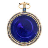 Taschenuhr: exquisite, große und hochfeine Gold/Emaille-Taschenuhr mit Perlenbesatz "Royal Blue", Werk mit Kommahemmung und Zentralsekunde, zugeschrieben Jaquet Droz, für den chinesischen Markt, ca.1790 - photo 3