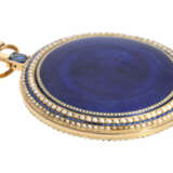Taschenuhr: exquisite, große und hochfeine Gold/Emaille-Taschenuhr mit Perlenbesatz "Royal Blue", Werk mit Kommahemmung und Zentralsekunde, zugeschrieben Jaquet Droz, für den chinesischen Markt, ca.1790 - фото 6