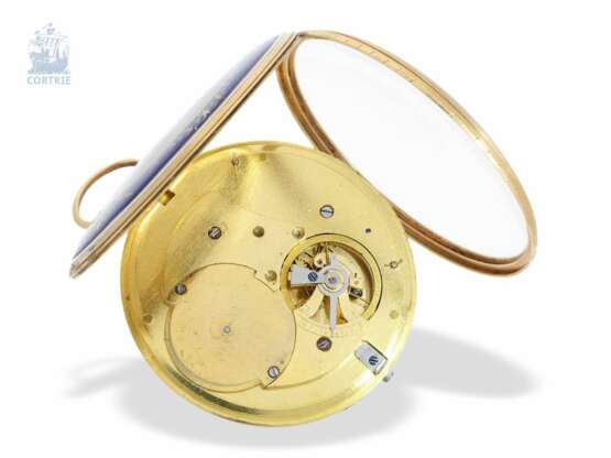 Taschenuhr: extrem seltene, große Gold/Emaille-Taschenuhr mit Komma-Hemmung (Lepine Kaliber), museale Qualität, Frères Melly, Genève No. 5979, um 1800 - photo 6