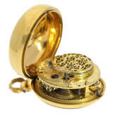 Taschenuhr: museale, englische Gold/Emaille-Doppelgehäuse-Spindeluhr von herausragender Qualität, Robert Stroud London No. 2380, ca.1762 - фото 5