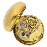 Taschenuhr: museale, englische Gold/Emaille-Doppelgehäuse-Spindeluhr von herausragender Qualität, Robert Stroud London No. 2380, ca.1762 - Foto 6