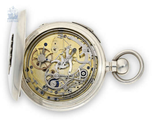 Taschenuhr: sehr seltene, hochkomplizierte Zylinderuhr mit Minutenrepetition und Musikwerk, ehemaliger Adelsbesitz, Schweiz um 1820 - photo 3