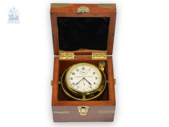 Marinechronometer: seltenes und feines Marine-Chronometer mit 54-h-Gangreserve, "CHRONOMETRE ZENITH", No. 32450, 40er Jahre - Foto 2