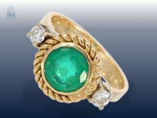 Ring: alter Smaragd/Brillant-Goldschmiedering