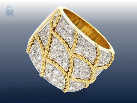 Ring: außergewöhnliche Goldschmiedearbeit, italienische Handarbeit mit feinem Brillantbesatz, 18K Gold - фото 1