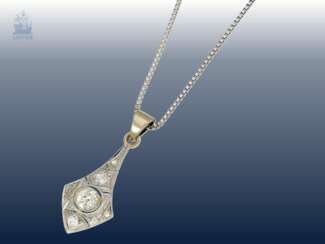 Kette/Collier: feine vintage Collierkette mit antikem Diamant-Goldschmiedeanhänger