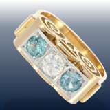 Ring: klassischer, sehr schöner Art déco Diamant/Topas-Goldschmiedering, Handarbeit, um 1930 - фото 1