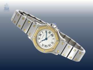 Armbanduhr: sehr gut erhaltene Cartier Santos Ronde Stahl/Gold, Automatic