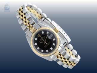 Armbanduhr: luxuriöse vintage Damenuhr von Rolex, Lady-Datejust mit Diamant-Zifferblatt, Stahl/Gold, Ref: 6917