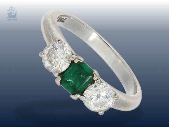 Ring: vintage Smaragd/Brillant-Goldschmiedering, ca. 0,8ct Brillanten - фото 1