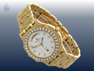 Armbanduhr: luxuriöse Herrenuhr, extrem seltenes, vintage Vollgold-Modell der Marke Maurice Lacroix