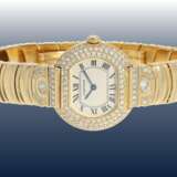 Armbanduhr: sehr teure Luxusausführung einer Cartier Damenuhr "CARTIER ELLIPSE DIAMONDS" in Vollgold mit Originalpapieren von 1989 - photo 3