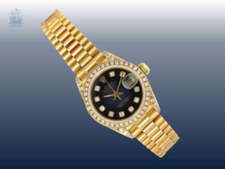 Armbanduhr: luxuriöse Damenuhr in 18K Gold mit Diamantbesatz, Rolex Datejust Automatikchronometer, Ref. 6917 von 1978/79