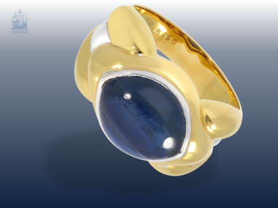 Ring: Goldschmiedering mit schönem, natürlichen Saphir von ca. 5,76 ct, Handarbeit aus 18K Gold - photo 1