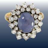 Ring: sehr attraktiver und hochwertiger vintage Saphir/Brillant-Blütenring, Handarbeit, 14K Gold - фото 1
