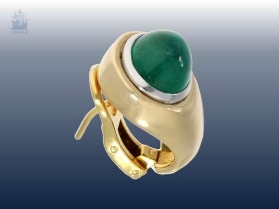 Ohrschmuck: ausgesprochen dekorative und hochwertige Smaragd/Saphir-Goldschmiedeohrclips, neuwertig aus Juweliers-Nachlass - photo 3