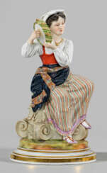 Seltene Figur "Italienerin mit Tamburin"