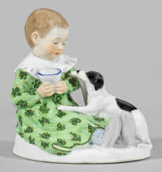 Jugendstil-Figur "Kind mit Hund"