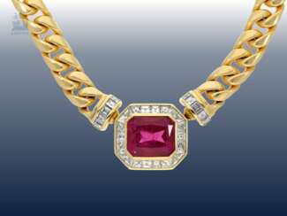 Kette/Collier: extrem schweres und äußerst hochwertiges Turmalin/Diamant-Goldschmiedecollier, außergewöhnliche Handarbeit, 6,93ct