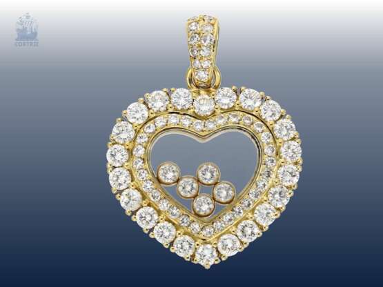Anhänger: äußerst luxuriöser, großer Chopard "Happy Diamonds" Herz-Anhänger, 18K Gelbgold, ca. 2ct feinste Brillanten - Foto 1
