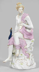 Große mythologische Meissen Figur "Juno mit Pfau"