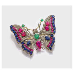 Multicolor-Schmetterlingsbrosche im Belle Epoque-Stil