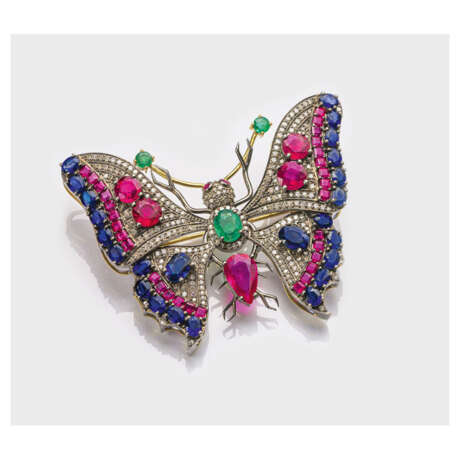 Multicolor-Schmetterlingsbrosche im Belle Epoque-Stil - photo 1