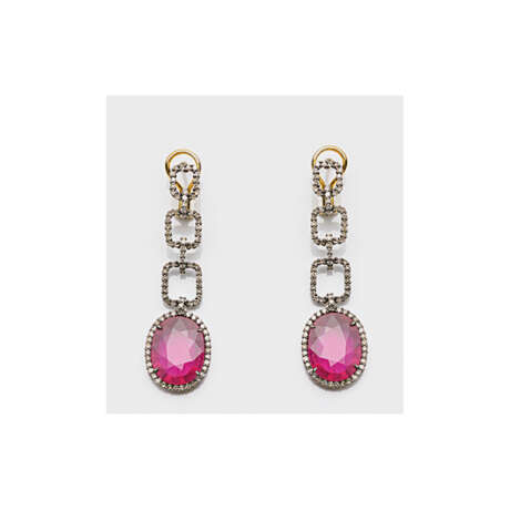Paar glamouröse Rubin-Ohrgehänge im Stil des Belle Epoque - photo 1