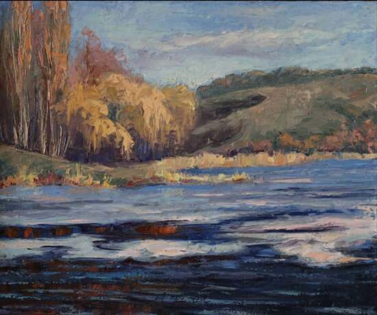 “Witajewski pond.” Canvas Oil paint Impressionist Landscape painting 2013 - photo 1
