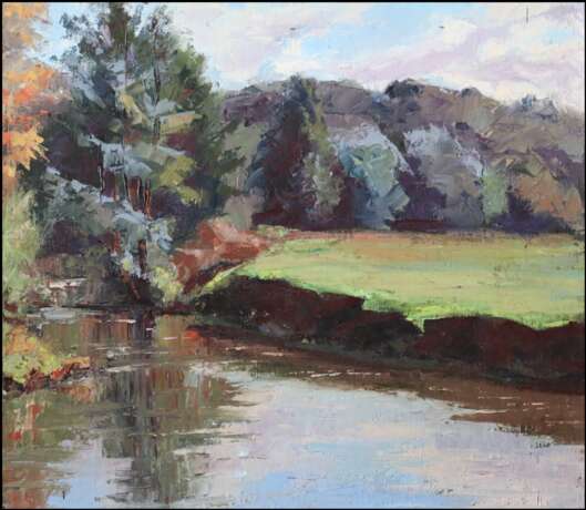 “River Murafa” Canvas Oil paint Impressionist Landscape painting 2013 - photo 1