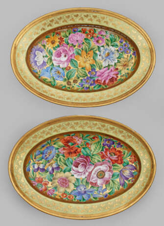 Paar Wiener Spätbiedermeier-Zierschalen mit Blumendekor - фото 1