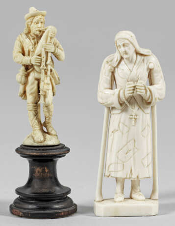 Zwei Elfenbein-Statuetten - Foto 1