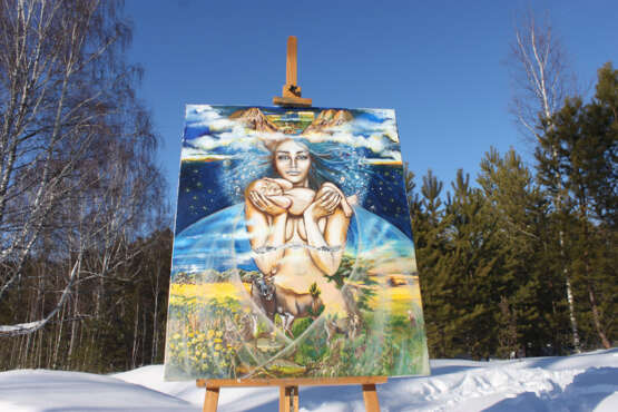 Женщина - Земля Toile sur le sous-châssis Peinture à l'huile Réalisme magique Peinture de paysage Новосибирск 2021 - photo 3