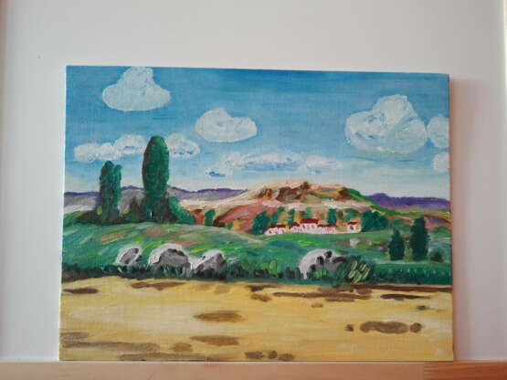 “Оазис в пустыне” Canvas Oil paint Impressionist Landscape painting 2011 - photo 2