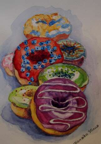 “Sweet donuts” Paper Watercolor Realist Everyday life 2017 - photo 1