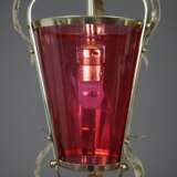 Jugendstil-Deckenlampe - um 1900, Messinggestell mit roséfarben - photo 3