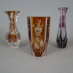 Drei Glasvasen - Haida, Oertel/Carl Meltzer & Co., um 1910-1920
