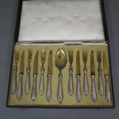 Dessertbesteck für 6 Personen - um 1900, Silbergriffe mit flora - photo 1